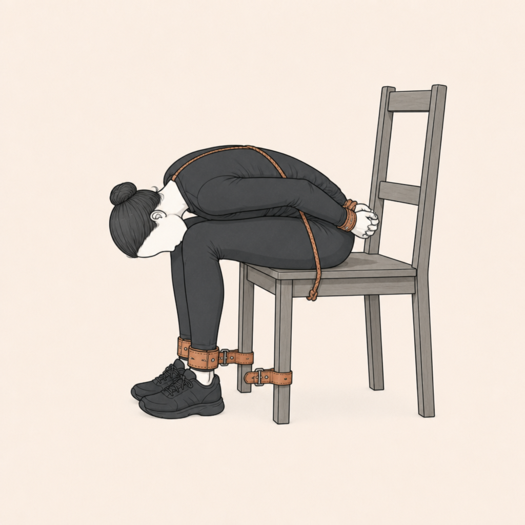 Diagram: Folded forward over your own thighs