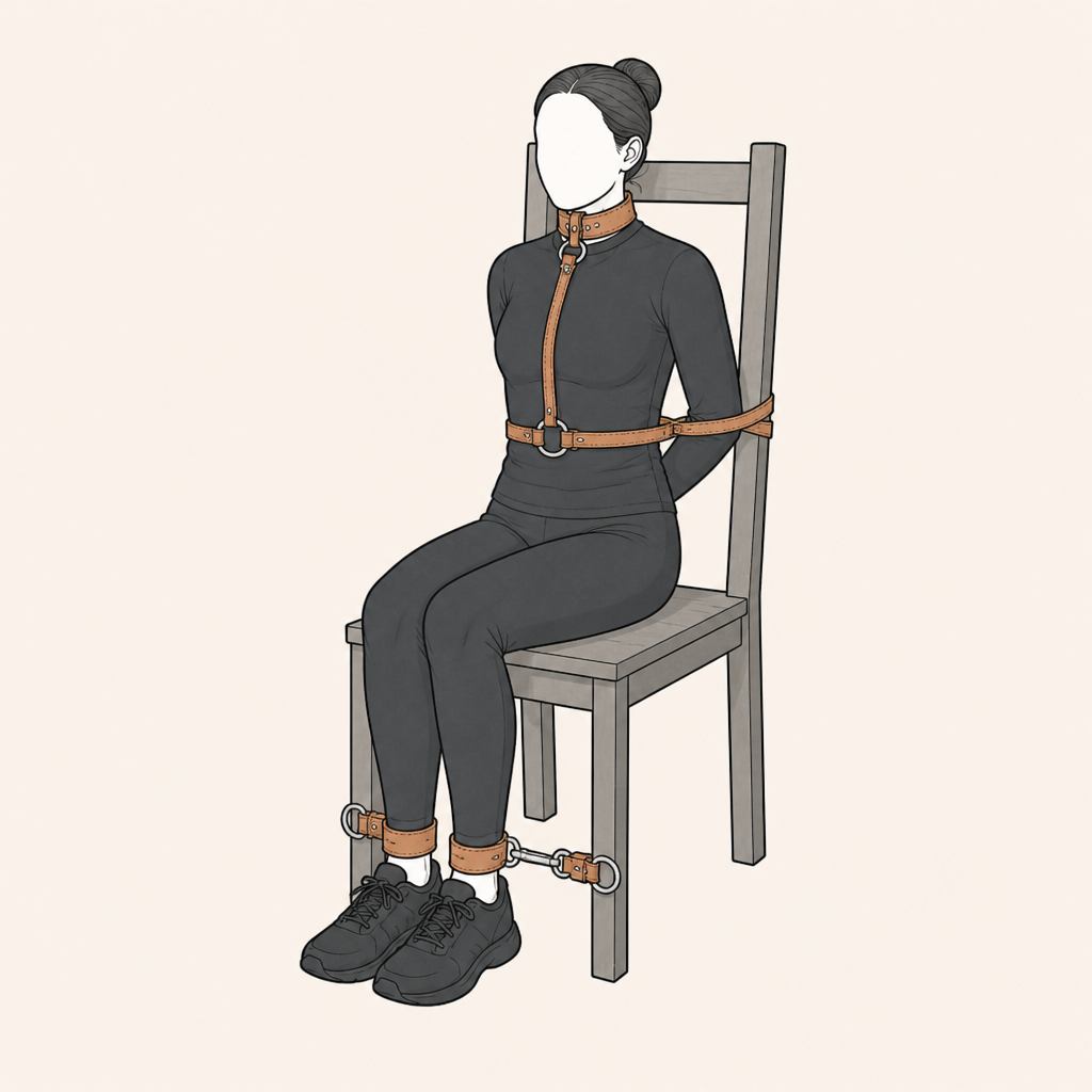 Diagram: Upright in the chair, wrists behind