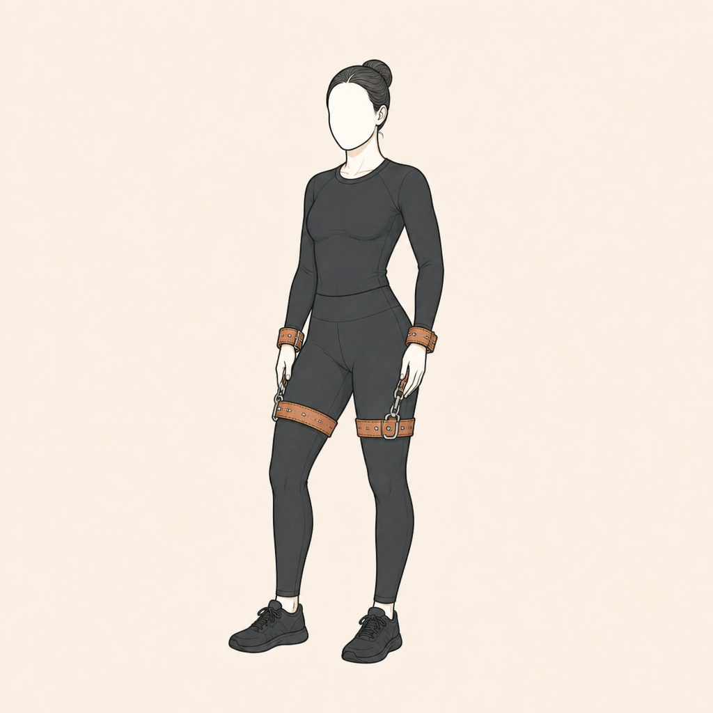 Diagram: Wrists pinned to the thighs